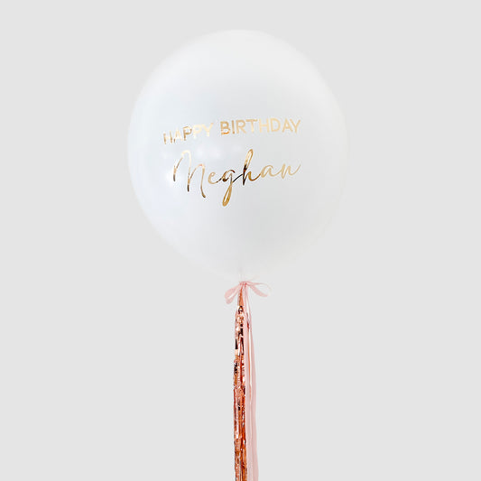 Personalised jumbo balloon with streamers