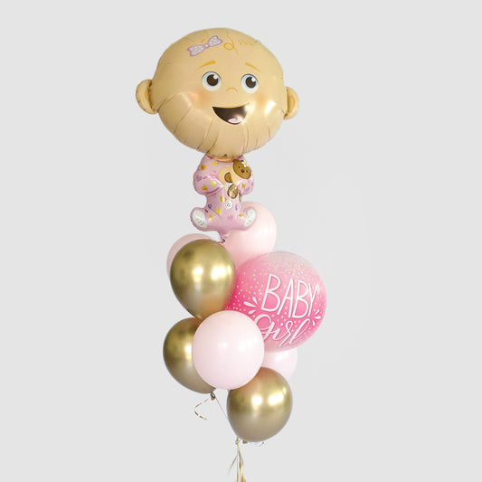 Baby foil balloon girl cluster
