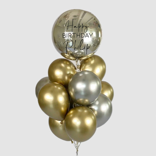 Male Orb Personalized Balloon Bunch