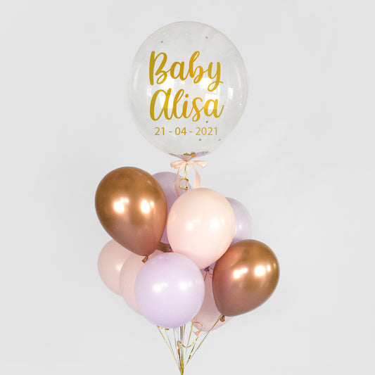 Baby's name personalised balloon cluster