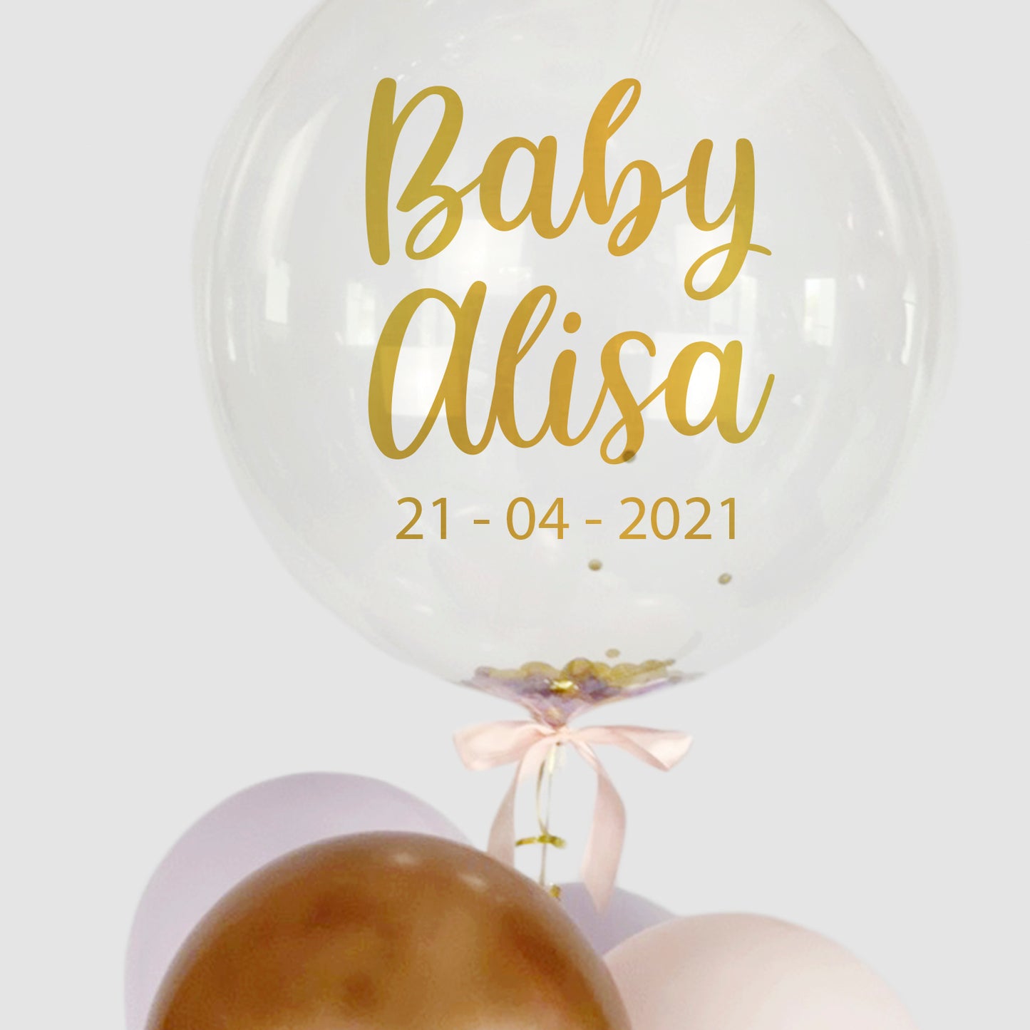 Baby's name personalised balloon cluster